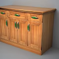 Wooden Entryway Cabinet Sideboard With Green Handles Drawers And Storage Design