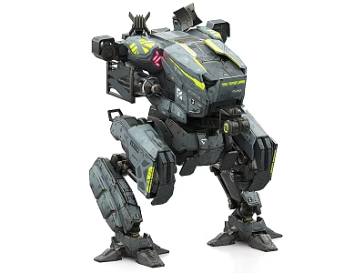 Intelligent Robotic Mech With Futuristic Armored Design Mechanical Structure And Yellow Accents 3d model