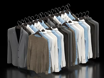Hanging Clothes In A Row With Various Colors And Styles Neatly Displayed 3d model