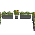 Modern Gray Flower Planters With Colorful Flowers And Green Plants