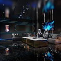 Modern Luxury KTV Interior Design With Stylish Lighting Comfortable Sofa And Large Screen 3d model