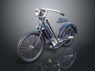 Vintage Bicycle With Headlight Black Seat Classic Frame Design And Metallic Wheels 3d model