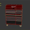 Sturdy Red Milwaukee Tool Cabinet With Multiple Drawers And Rolling Wheels