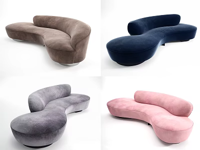 Modern Curved Sectional Sofa Featuring Various Colors and Soft Padded Design 3d model