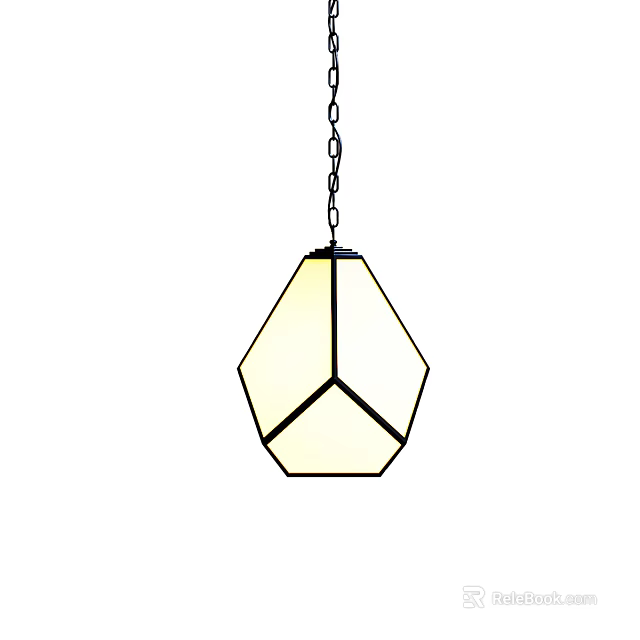 Modern Geometric Pendant Light with White Shade Black Frame and Hanging Chain 3d model