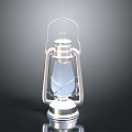 Vintage Silver Kerosene Lamp With Glass Shade And Reflective Base Against Dark Background