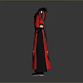 Red And Black Traditional Long Robe Costume With Decorative Belt And Sleeve Details