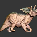 Vibrant Triceratops Dinosaur Toy Figure With Green Orange Hues and Detailed Texture