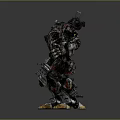 Advanced Heavy Armored Mech Robot With Mechanical Limbs And Red Accents