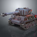 Realistic Military Tank with Long Cannon Turret Metallic Texture Tracks and Ground Reflection