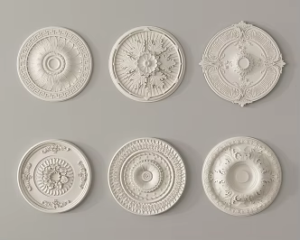 French carved lamp panel plaster components 3d model