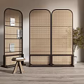 Rattan Wooden Partition Screen 3d model