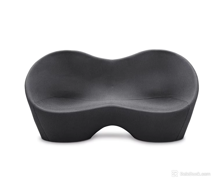 Modern Black Multi Person Sofa With Curved Ergonomic Design And Comfortable Seating 3d model 