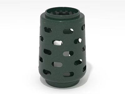Dark Green Cylindrical Candle Lamp With Oval Cutout Holes Modern Design 3d model