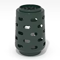 Dark Green Cylindrical Candle Lamp With Oval Cutout Holes Modern Design