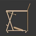 Golden Metal Worktable With Foldable Legs And Reflective Surface On Dark Background