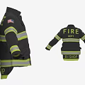 Black Firefighter Uniform With Yellow Silver Reflective Stripes And American Flag Patch