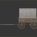Vintage Wooden Covered Wagon With Canvas Cover And Wooden Spoked Wheels