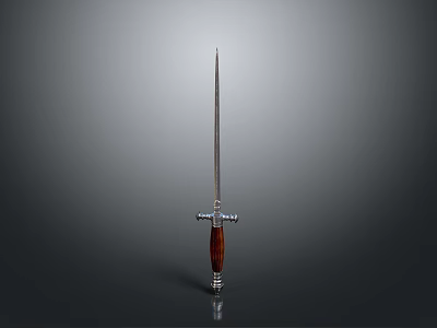 Classic Medieval Sword As Historical Weapon With Metal Blade Wooden Handle And Decorative Hilt 3d model