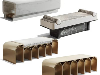 Contemporary Public Chairs Design With Curved Metal Frames Marble Bases And Upholstered Seats 3d model