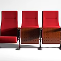 Modern Red Theater Seats With Wooden Armrests And Metal Legs Design