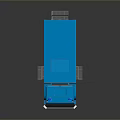 Blue Ambulance Model With Emergency Lights And Windows On Dark Surface 3d model