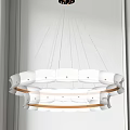 Modern Multi layer Ring Chandelier With White Gold Glass Design Illuminated Interior Space 3d model