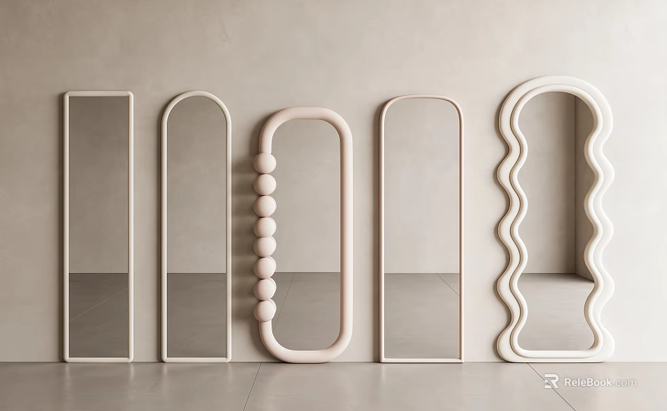 Stylish Decorative Wall Mirrors With Various Shapes And Modern Design Details 3d model 