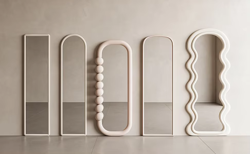 modern cream mirror floor mirror shaped mirror decorative mirror dressing mirror makeup mirror fitting mirror 3d model