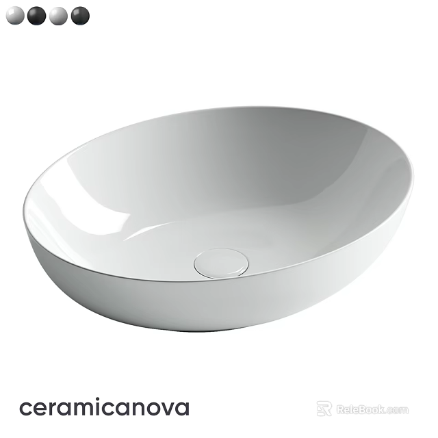 Modern White Oval Ceramic Washbasin With Smooth Glossy Surface Design 3d model 