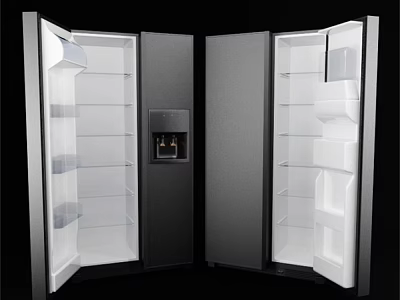 Double Door Refrigerator Freezer With Modern Design Open Shelves For Kitchen Use 3d model