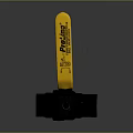 Rusty Ball Valve Featuring Yellow Handle With Black Text And Old Metallic Body