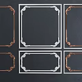 Ornate Line Frames With Various Designs In Gold Silver Tones And Dark Background 3d model