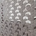 Geometric Wall Design With Hexagonal Mirror Tiles And Reflective Surfaces 3d model