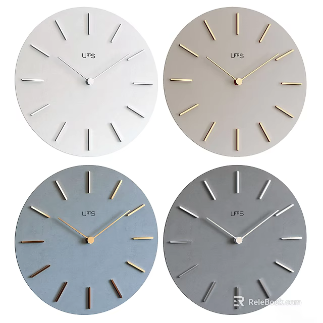 Modern UFS Minimalist Wall Clocks With Various Colors And Sleek Designs 3d model 