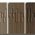 Modern Three Tone Wooden Bedroom Accent Wall With Vertical Slats And Warm Lighting