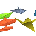 Colorful Origami Hanging Decorations With Crane Boat And Star Shapes