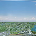 Aerial View Urban Planning Layout With Green Spaces Water Bodies Road Networks And Residential Zones