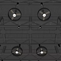 Industrial Ceiling Design With Exposed Pipes Fans And Metal Structures
