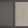 Two Square Rugs with Dark Gray Vertical Stripes and Light Gray Grid Patterns 3d model