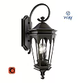 Traditional Outdoor Wall Light with Black Metal Frame and Glass Shade for Garden Entryway