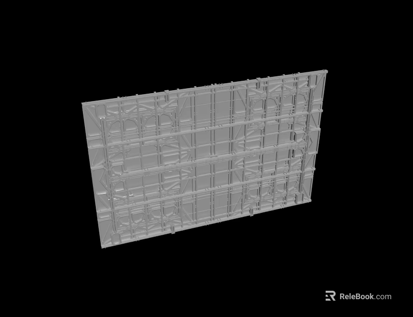 Gray Metal Grid Structure With Industrial Framework And Detailed Mesh Design 3d model