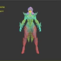 Fantasy Female Warrior With Golden Hair And Ornate Red Gold Armor