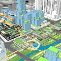 Modern Urban Architecture With Green Roofs Tall Buildings And Streets