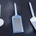 Stainless Steel Kitchen Tools With Long Handle Grater Spatula And Round Pizza Cutter