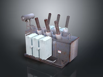 Household Appliance 3D Model Featuring Cylindrical Components And Square Metal Cabinet 3d model