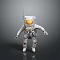 Game Movie Character Astronaut in Detailed Spacesuit with Orange Visor and Antenna