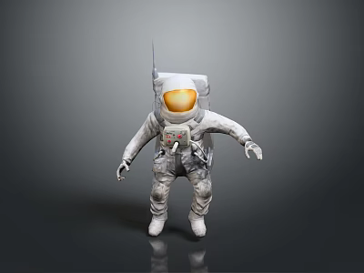 Game Movie Character Astronaut in Detailed Spacesuit with Orange Visor and Antenna 3d model