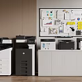 Modern Office Workspace With Multifunction Printers Copiers And Bulletin Board 3d model