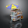 Shanity Brand Street Food Cart With Yellow Blue Umbrella And Transparent